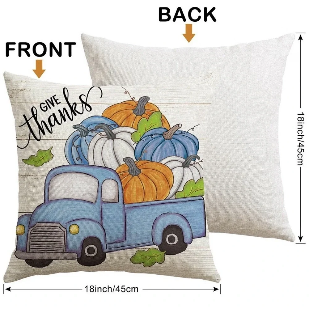 Artscope Fall Pillow Covers Set of‎ 4 18x18 Pumpkin Truck Thanksgiving Harvest